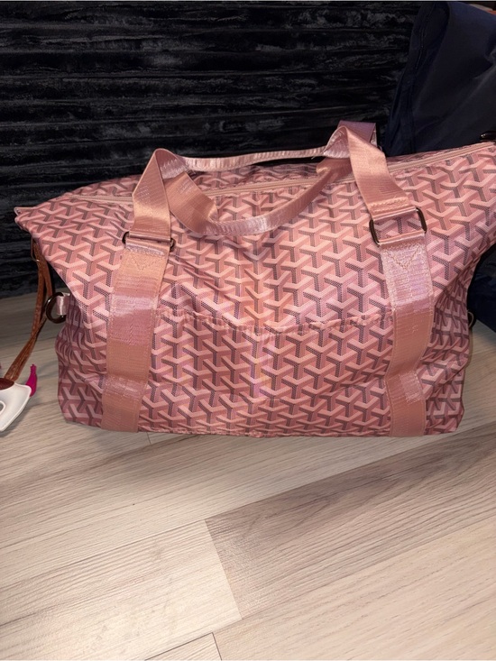 Handbags - Pink Patterned Travel Duffle Bag with Horse Charm